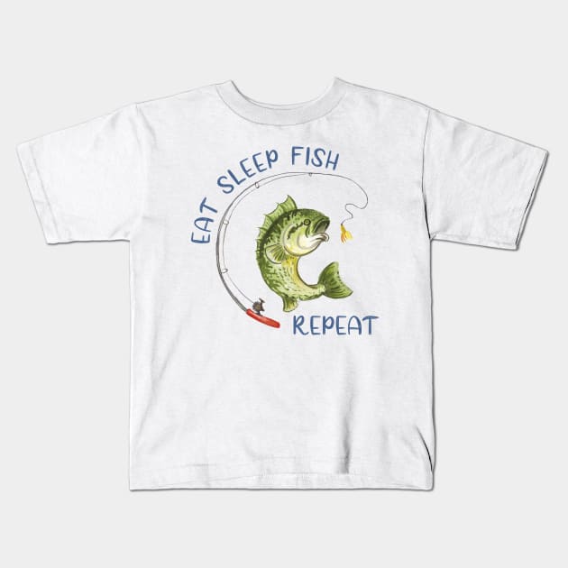 Eat, Sleep, Fish Kids T-Shirt by SWON Design